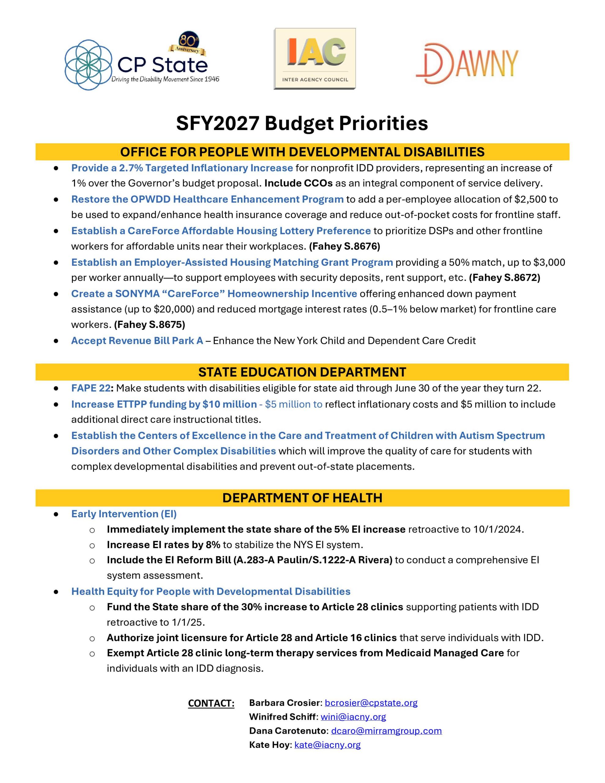 SFY27 Priorities Chart - CP STate - IAC -DDAWNY